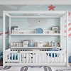 KWPZQEB Canopy Bed Frame for Kids, Solid Wood Floor Bed with Built-in Bookshelf and Guardrails, No Spring Box Needed - 3 of 4