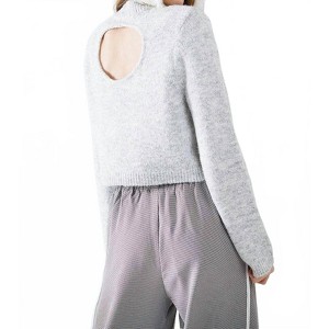 Women's Fluffy Knit Open Back Detail Sweater - Q2 - 1 of 4