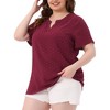 Agnes Orinda Women's Plus Size Pin Dots Notched V-Neck Dressy Trendy Fashion Casual Summer Blouses - 2 of 4