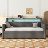 Twin Size Upholstered Daybed with Trundle, Charging Station, and LED Lights for Bedroom, Apartment, or Guest Room - 2 of 4