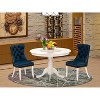 3-Piece Linen White Finish Solid Wood Top-Round Upholstered Dining Room Set-Seats 4 - 2 of 4