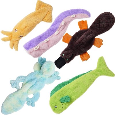 Nocciola 5 PCS Wildlife Squeaky Dog Toys, Christmas gift,No Stuffing Dog Toys with Crinkle Paper, Small, Medium, and Large Dogs