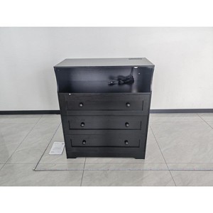 3-Drawer Wood Dresser w/Charging & Lights - Narrow Nightstand, Bedside Chest for Bedroom, Hallway, Living Room - 1 of 1
