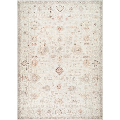 Mark & Day Spokane 3'10"x5'7" Rectangle Woven Indoor Area Rugs Ivory/Rust: Stain-Resistant, Pet Friendly, Floral Pattern
