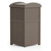 Suncast Wicker Resin Outdoor Hideaway Trash Can with Latching Lid for Use in Backyard, Deck, or Patio, Dark Taupe - 4 of 4