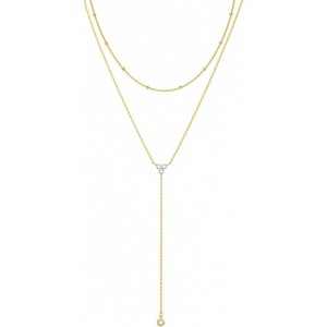 Lariat Y-Necklace for Women, 14K Gold/Silver Plated CZ Beaded Drop Pendant - 1 of 4