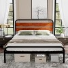King Size Bed Frame, Heavy Duty Metal Platform Bed Frame with Wood Headboard, Full Bed Frame with Under Bed Storage Space and Solid Slat Support - 3 of 4