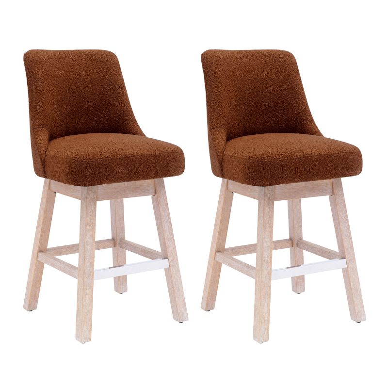 WestinTrends 26" Upholstered Swivel Counter Height Bar Stools (Set of 2), 3 of 4