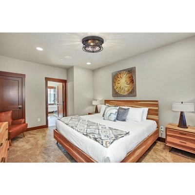 Clarion Transitional Bronze 3-Light Flush Mount with Waterglass Shade