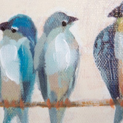 Colorful Birds on Wire Canvas Landscape Art, 59x12 inches