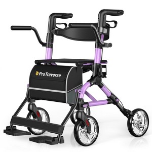 Rollator Walkers for Seniors with Seat, Walker Wheelchair Combo, Lightweight Foldable Wheelchairs for Adults,Purple - 1 of 4