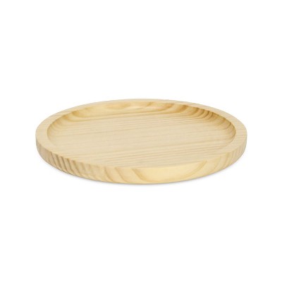 Cheung's Kishen Ridge Round Natural Wood Glossy Tray