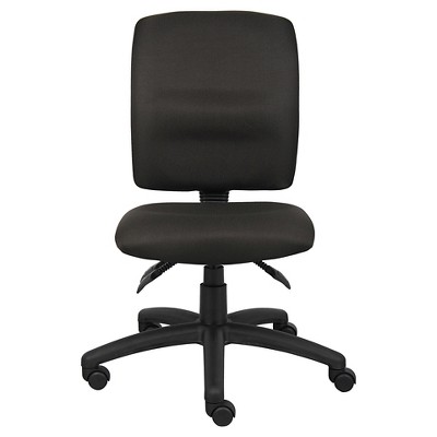 Adjustable Swivel Task Chair in Black Fabric with Lumbar Support