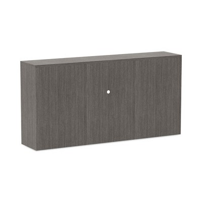 Gray Woodgrain Laminate Office Hutch with Doors