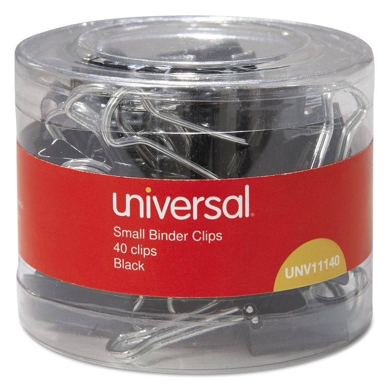 UNIVERSAL Small Binder Clips 3/8" Capacity 3/4" Wide Black 40/Pack 11140, 2 of 7