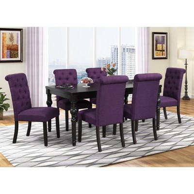 NicBex Dining Room Table Set for 6 Morden Dining Table Set with Wooden Tabletop and 6 Upholstered Chairs for Dining Room