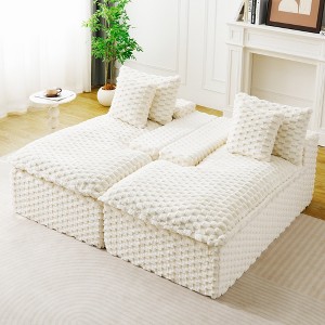 KWPZQEB 71.66" Turtle Sofa, Velvet Sofa w/ Pillows, Mid Century Modern Modular Floor Sofa Bed, Double Chaise Lounge for Living Room, Apartment - 1 of 4