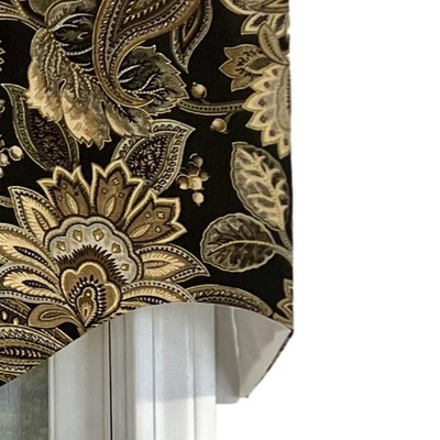 Black and Gold Paisley Rod Pocket Window Valance
