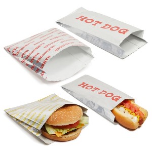 Stockroom 300-Pcs Disposable Foil and Paper Hot Dog Holders and Hamburger Wrappers, Grease-Resistant (3 Designs) - 1 of 4