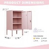 Acekool Lockable Metal End Table with Single Door, 2 Adjustable Shelves, Modern Minimalist Storage Cabinet for Bedroom and Living Room, Pink - 3 of 4