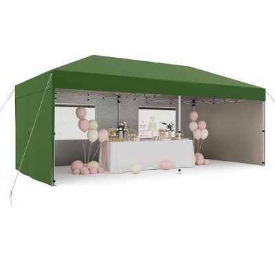 10x20 Pop Up Canopy Tent with 4 SideWalls, Heavy Duty Outdoor Canopy All Season Waterproof Commercial Street Vendors Party Tents with Roller Bag