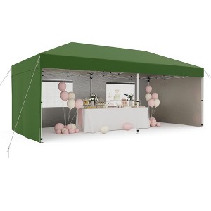 10x20 Pop Up Canopy Tent with 4 SideWalls, Heavy Duty Outdoor Canopy All Season Waterproof Commercial Street Vendors Party Tents with Roller Bag - 1 of 4