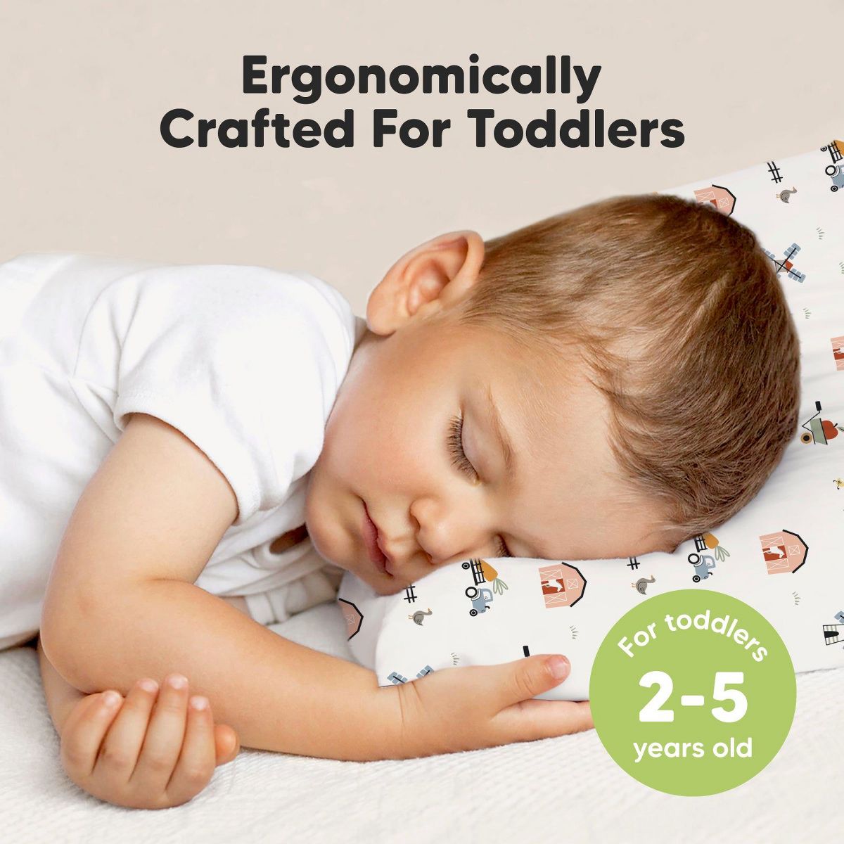 KeaBabies Jumbo Toddler Pillow with Pillowcase, 14X20 Soft Organic Toddler Pillows for Sleeping, Kids Travel Pillow - thumbnail 2