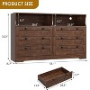 Zstar Modern Wide 6 Drawers Dressers with Power Outlet and Led Lights for Living Room, Hallway - 2 of 4