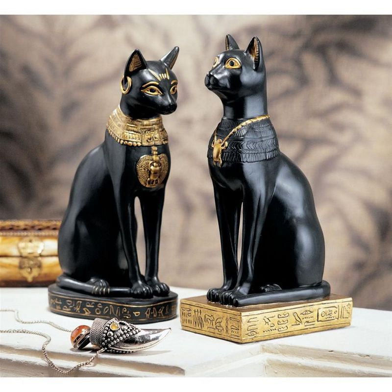 Design Toscano Egyptian Cat Goddess Bastet Statues: Set of Two, 1 of 8