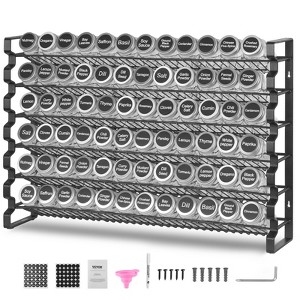 VEVOR Spice Rack Organizer for Cabinet, Spice Organizer with 72 Empty Spice Jars, Lids, Spice Labels, and Funnel Complete Set, 23x16 in, Black - 1 of 4