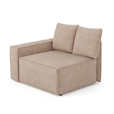XIZZI Modular Corduroy Sectional Sofa: 5 Sold-Separately Units (Corner, Arms, Ottoman) | Black/Camel | Standard/Large Cushion Options | DIY Friendly