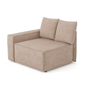 XIZZI Modular Corduroy Sectional Sofa: 5 Sold-Separately Units (Corner, Arms, Ottoman) | Black/Camel | Standard/Large Cushion Options | DIY Friendly - 1 of 4