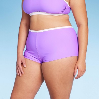 Women's Wavy Terry Textured Mid-Waist Ultra High Leg Cheeky Bikini Bottom -  Wild Fable™ Lilac Purple X