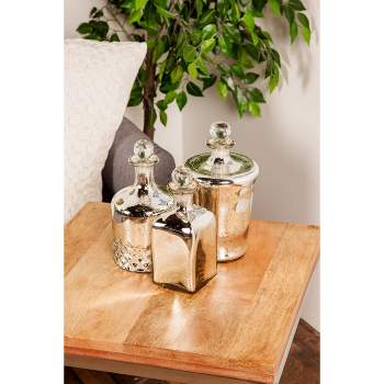 Kitchen Canisters - Galvanized Metal and Glass Canisters, Set of 3 - Mocome  Decor