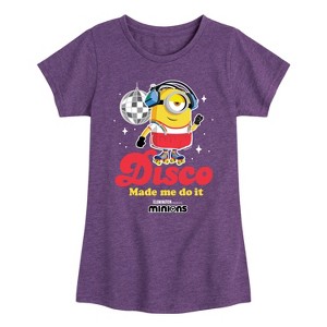 Girls' - Despicable Me Minions - Disco Made Me Do It Fitted Short Sleeve Graphic T-Shirt - 1 of 4