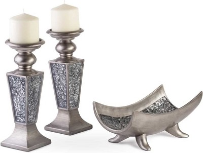 Handcrafted Silver Resin Decorative Bowl with Stand