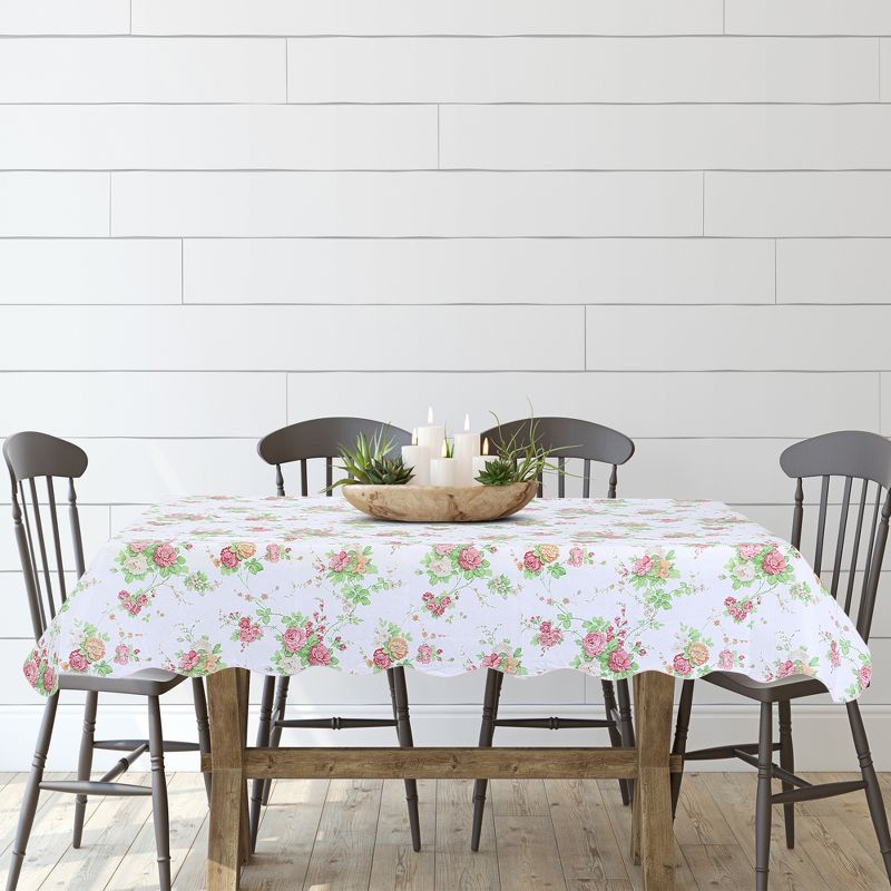54"x71" Rectangle Vinyl Water Oil Resistant Printed Tablecloths Pink Rose - PiccoCasa, 4 of 5