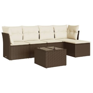 vidaXL Garden Sofa Set Brown, Cream White - 1 of 4