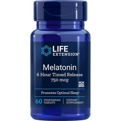 Melatonin 6 Hour Timed Release 750 mcg by Life Extension  -  60 VegCap