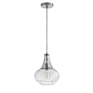 Modern Teardrop Glass Pendant Light, Clear Ripple Shade Hanging Fixture for Kitchen Island or Dining Room - 1 of 4