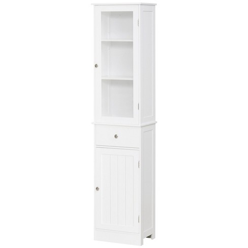 kleankin Tall Bathroom Storage Cabinet, Free Standing Bathroom Cabinet Slim  Side Organizer w/ 3-Tier Shelf, Bamboo Door, White - On Sale - Bed Bath &  Beyond - 36741344