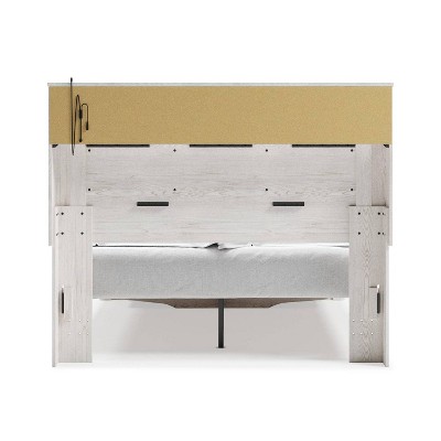 Beige Upholstered Queen Bookcase Bed with Storage