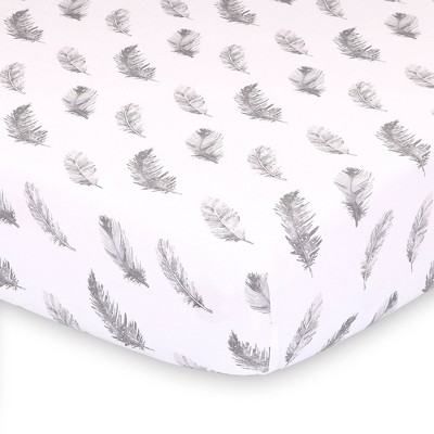 The Peanutshell Fitted Crib Sheet - Gray Farmhouse Feathers