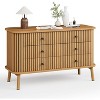 6 Drawer Dresser, Horizontal Chests of Double Drawers for Bedroom,Boho Dresser with black Handles and Wooden Legs, Storage Drawer Organizer for Closet - 2 of 4
