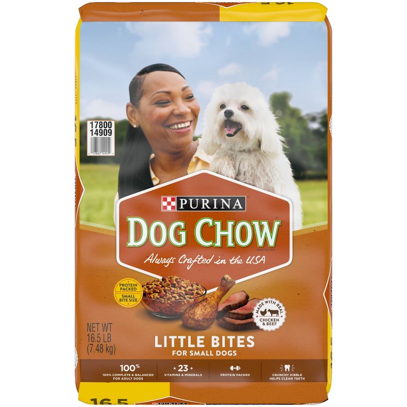 Purina Dog Chow Little Bites with Real Chicken &#38; Beef Small Dog Complete &#38; Balanced Dry Dog Food - 16.5lbs, 1 of 5