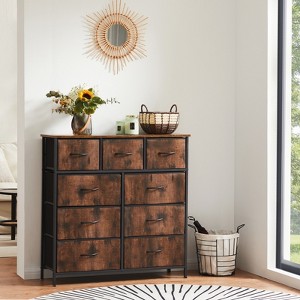 Fontoi Dressers, Tall Dresser with Wood Top, Storage Tower for Bedroom Entryway Hallway, Brown, 11.8"*39.37"*39.37" - 1 of 4