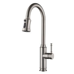 Pull Down Kitchen Sink Faucet with Triple Function Sprayer, High Arc Single Handle, Stainless Steel - 1 of 4