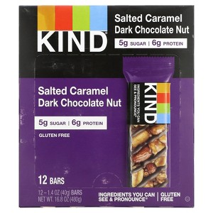 KIND Bars Salted Caramel & Dark Chocolate Nut, 12 Bars, 1.4 oz (40 g) Each - 1 of 3