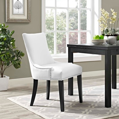 Elegance White Faux Leather Upholstered Side Chair with Nailhead Trim