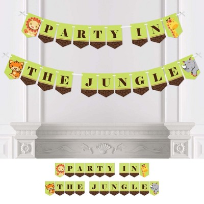 Big Dot of Happiness Funfari - Fun Safari Jungle - Baby Shower or Birthday Party Bunting Banner - Party Decorations - Party in The Jungle